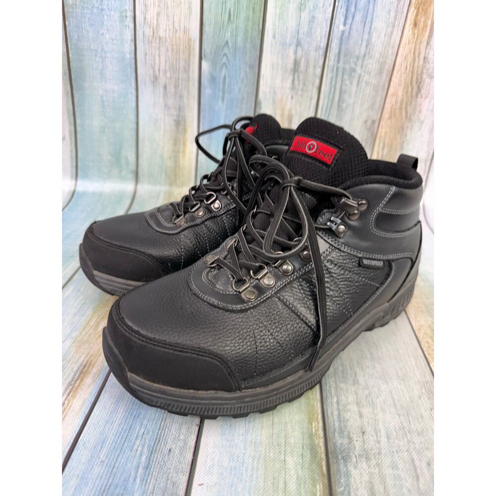 Orthofeet Black Boots Hunter Waterproof Men's Size 9.5 X Wide Lace Up Leather